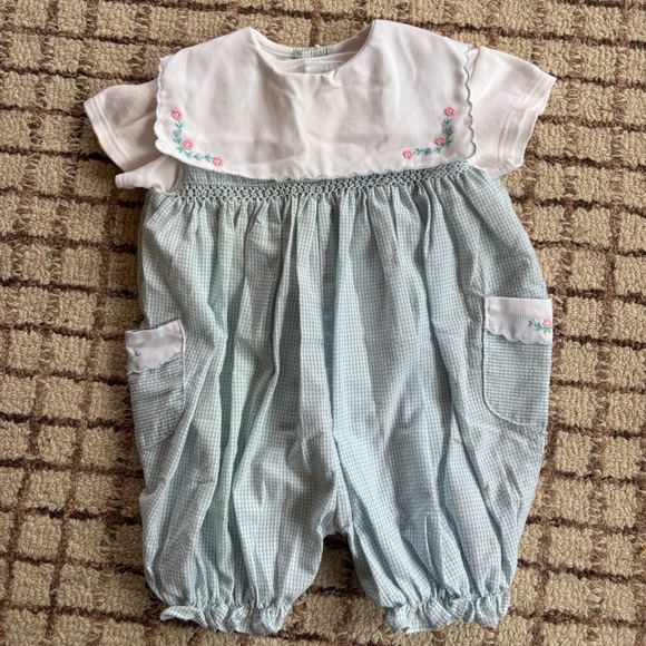 Carter's Other - Vintage Carters Girls 6m gingham romper with onesie￼